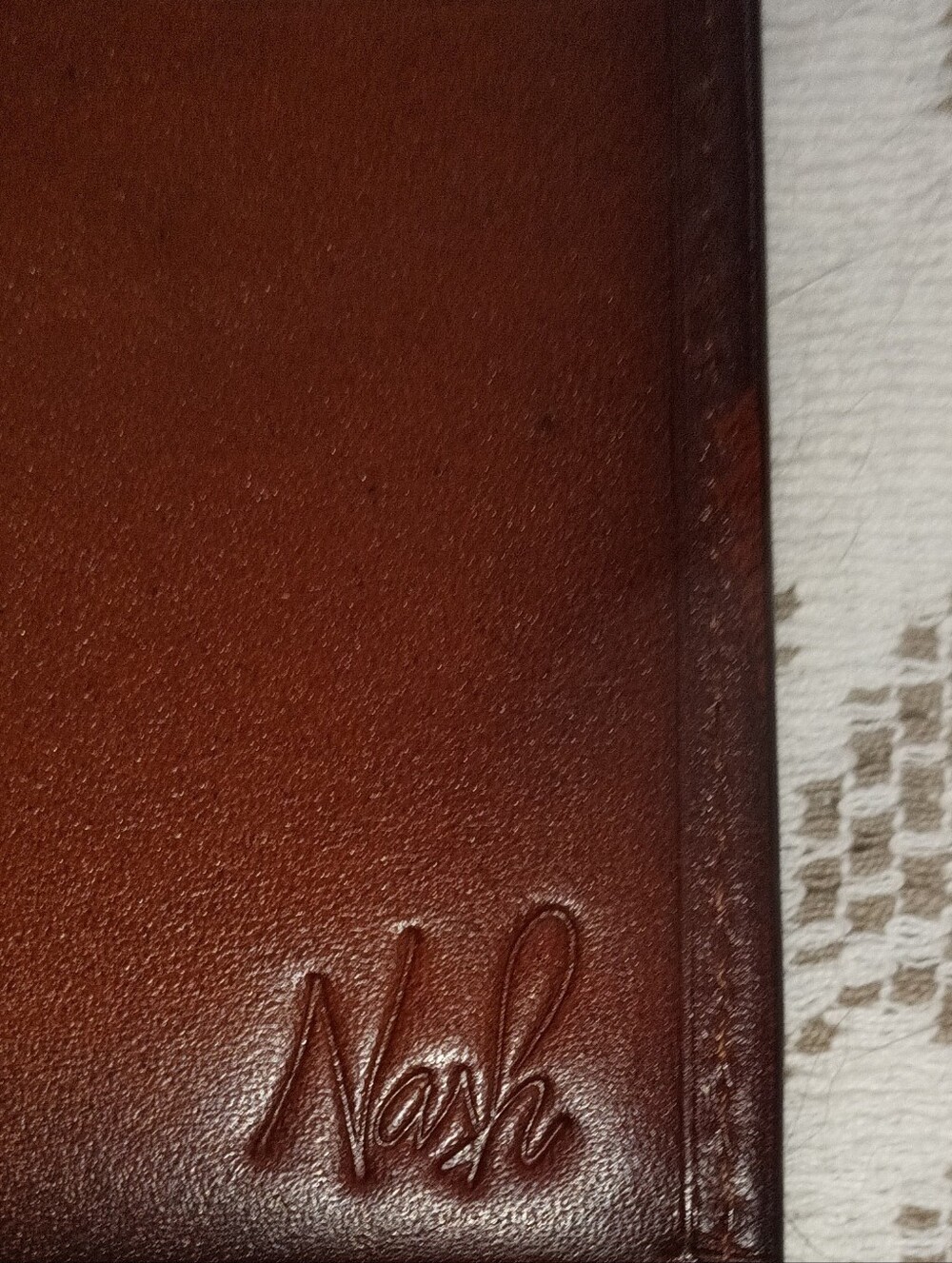 Men's Brown Leather Bifold Wallet with Embossed Logo Nash.